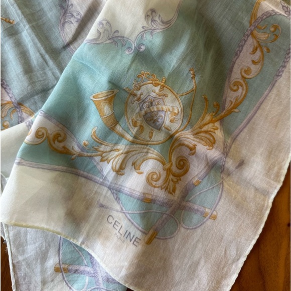 Vintage CELINE Small Scarf Horsebit Triomphe Hanker chief - Picture 3 of 5